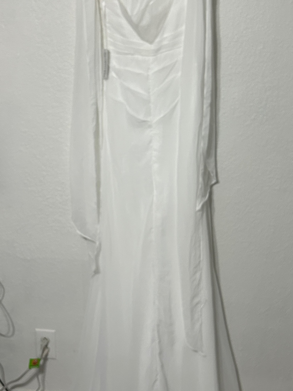 White Tie-Shoulder Cowl-Neck Bridal Gown - Picture 4 of 4